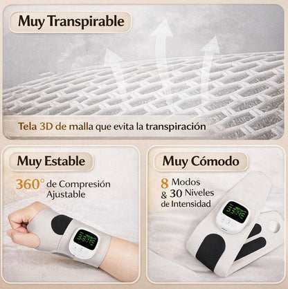 Handstim Pro-Masajeador eléctrico portatil con calor, ergonomico con 8 modos y 30 niveles